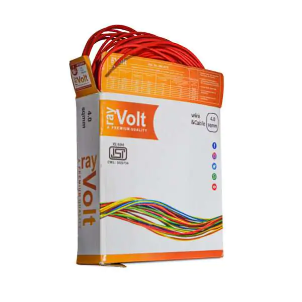 RayVolt Wire 4.0 Sqmm FR PVC with XLPE Double Insulated Cable, Length: 90Mtr