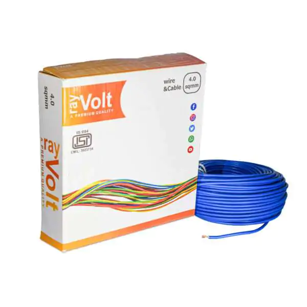 RayVolt Wire 4.0 Sqmm FR PVC with XLPE Double Insulated Cable, Length: 90Mtr