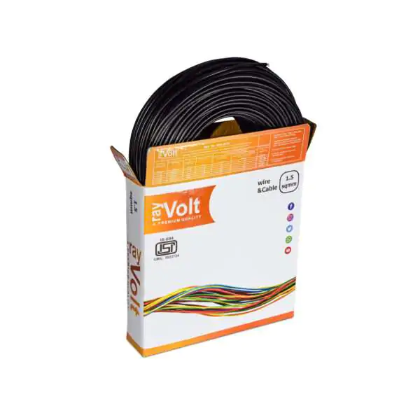 RayVolt Wire 1.5 Sqmm FR PVC with XLPE Double Insulated Cable, Length: 90Mtr