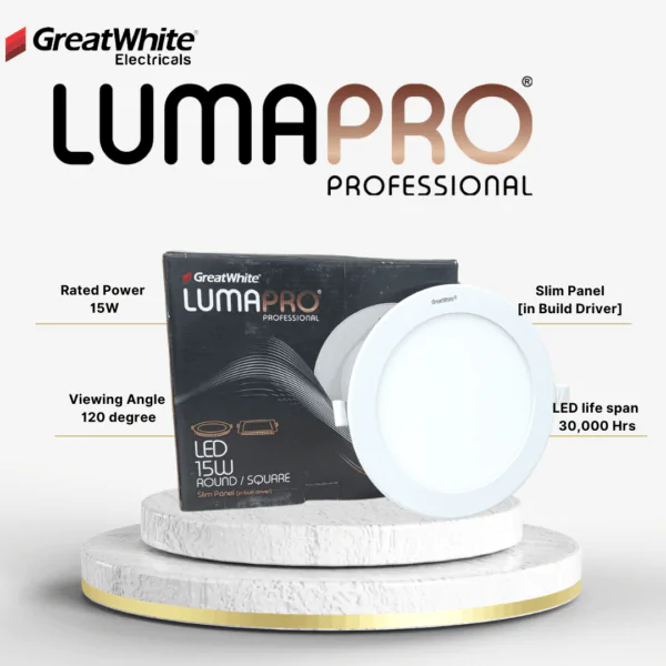 Greatwhite Lumapro 15Watt Slim Panel (in Build Driver) for POP/False Ceiling